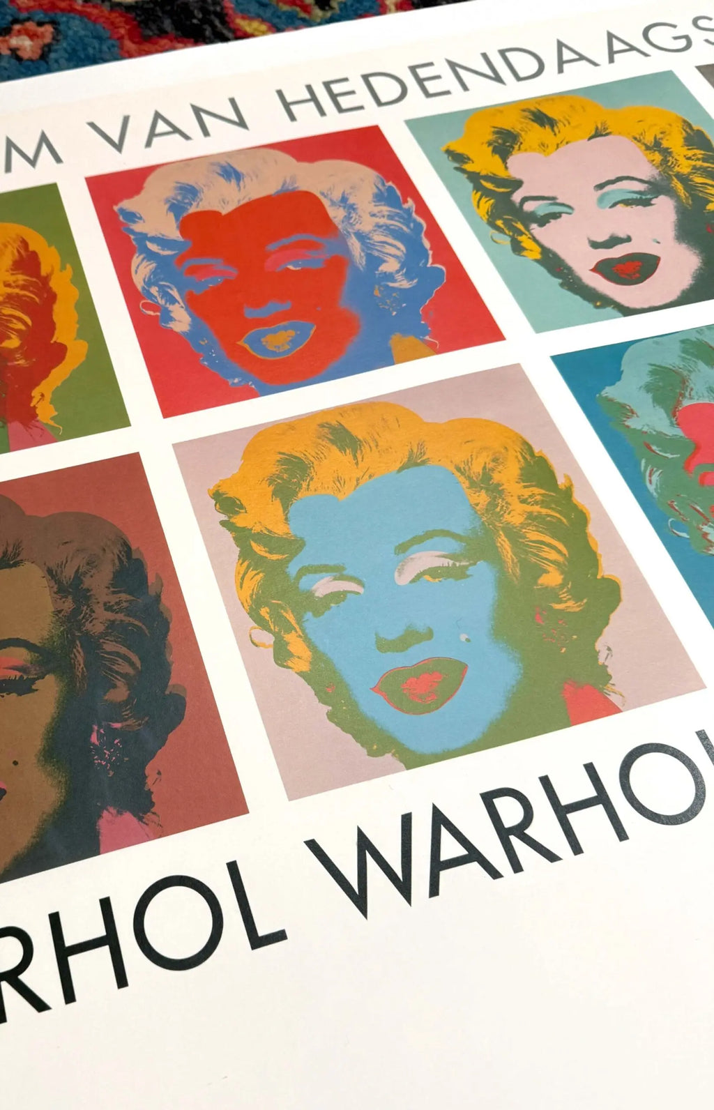 Vintage Andy Warhol 10 Marilyns pop art poster featuring colorful Marilyn Monroe portraits from 1990.