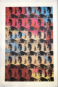 Original Andy Warhol Mao lithograph poster featuring bold pop art design, showcasing Warhol's iconic 1990 artwork of Mao Zedong.