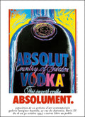 Vintage 1994 Andy Warhol Absolut Vodka pop art poster featuring bold, colorful design and branding by Andy Warhol.