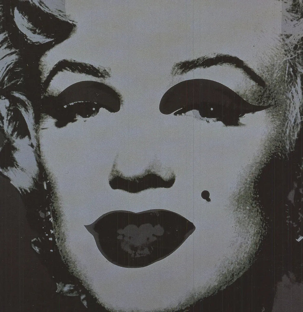 Original Andy Warhol Marilyn Black Mini 1995 offset lithograph art poster featuring iconic Marilyn Monroe portrait in black and white.