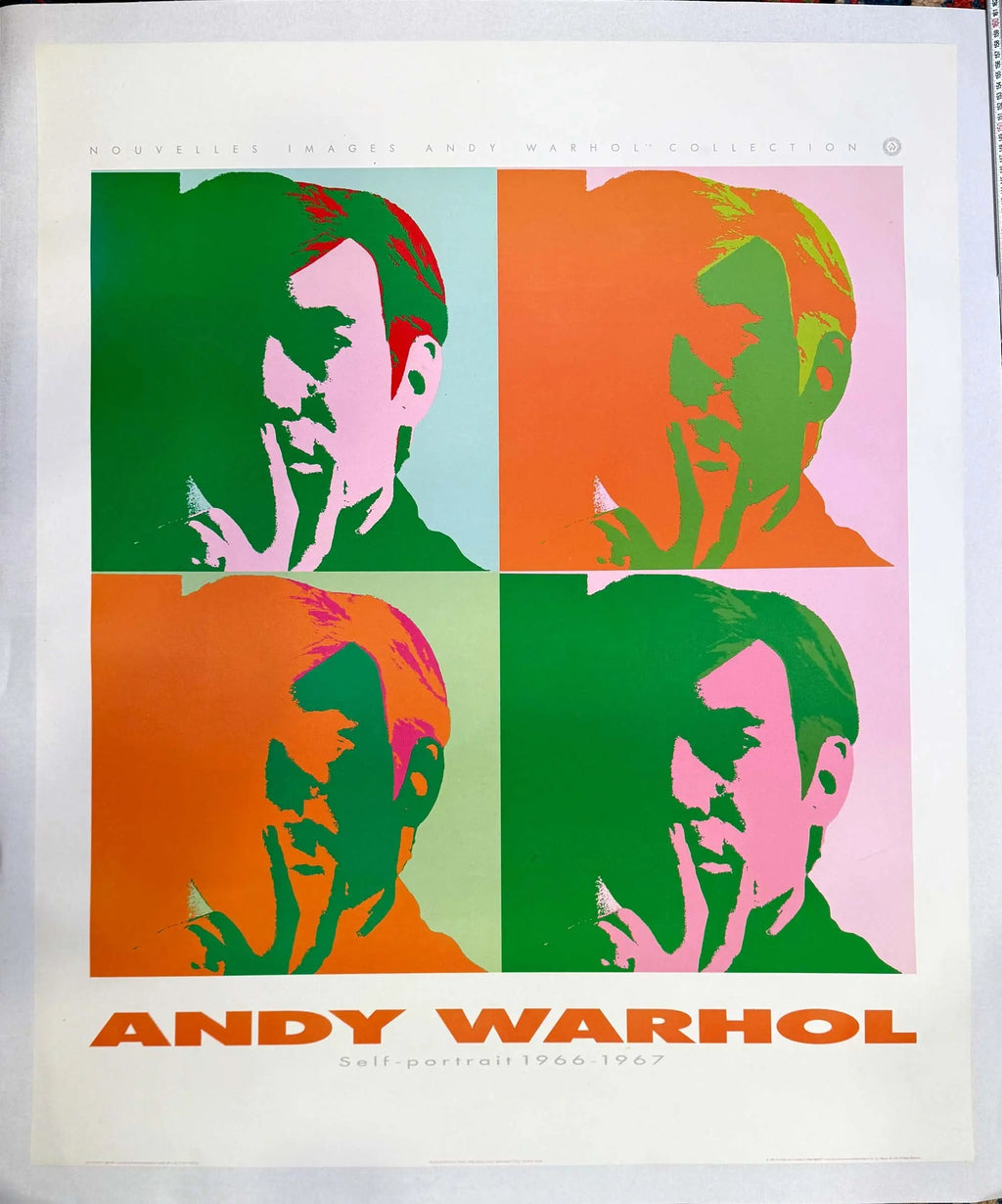 Original Andy Warhol Self Portrait 1989 pop art offset lithograph poster featuring Warhol's iconic colorful self-portrait.
