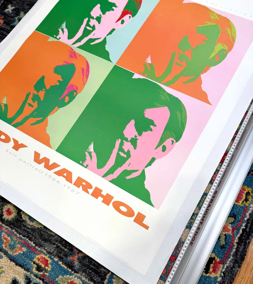 Original Andy Warhol Self Portrait 1989 pop art lithograph poster featuring Warhol's distinctive portrait in bold colors.