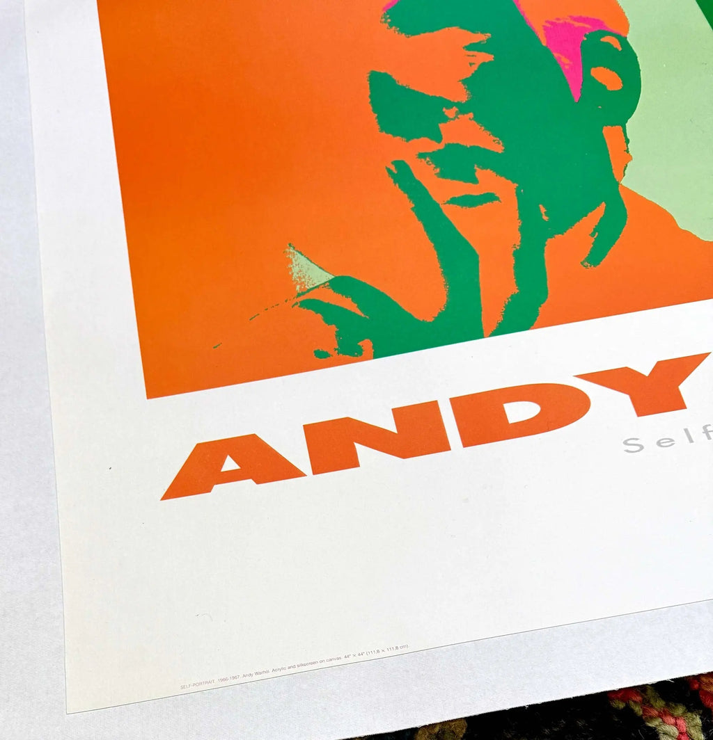 Original Andy Warhol Self Portrait 1989 pop art lithograph poster, featuring Warhol’s distinctive facial image in vibrant colors.
