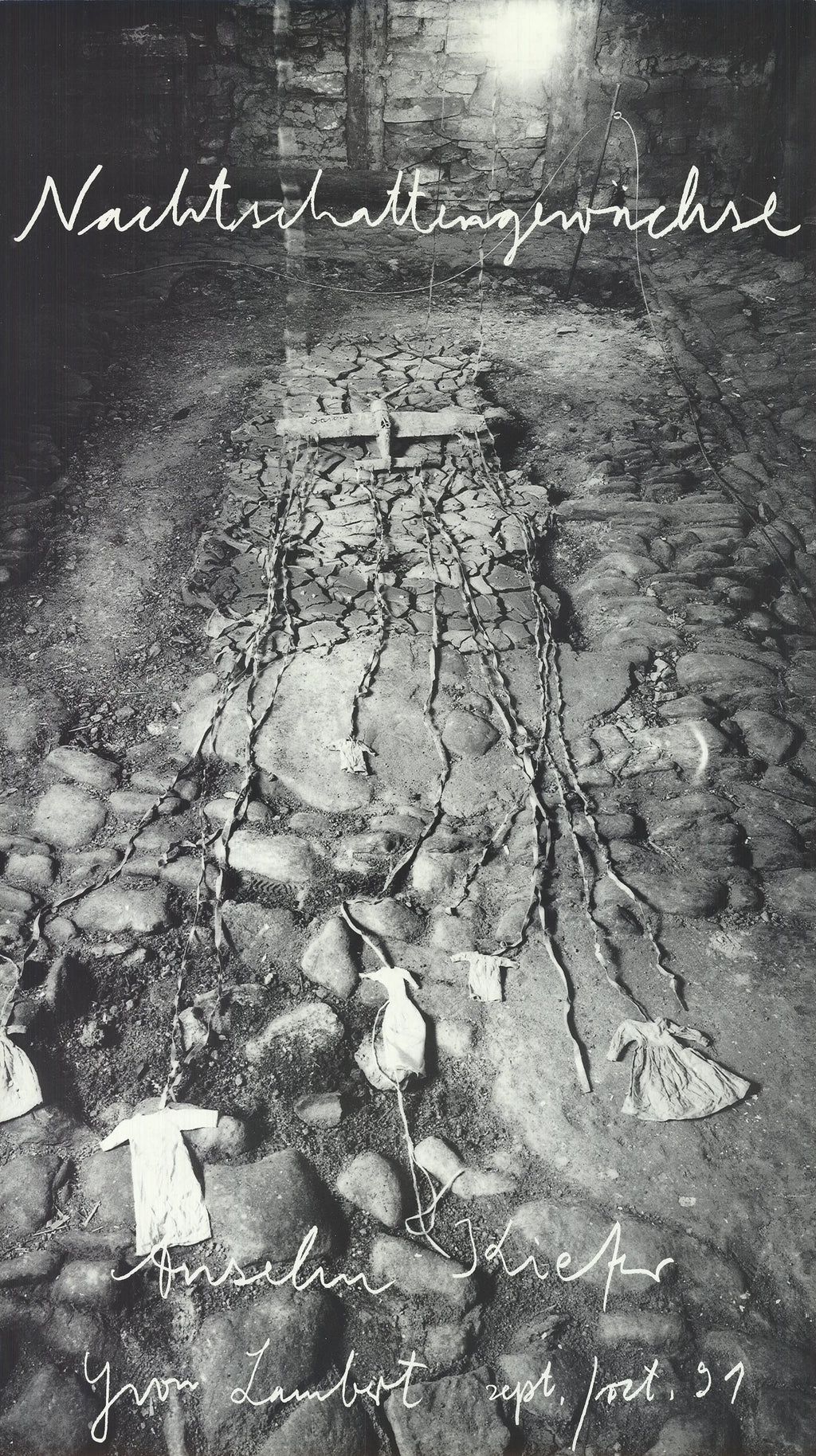 Original Anselm Kiefer lithograph poster from 1991, featuring artwork from the Yvon Lambert Gallery exhibition.