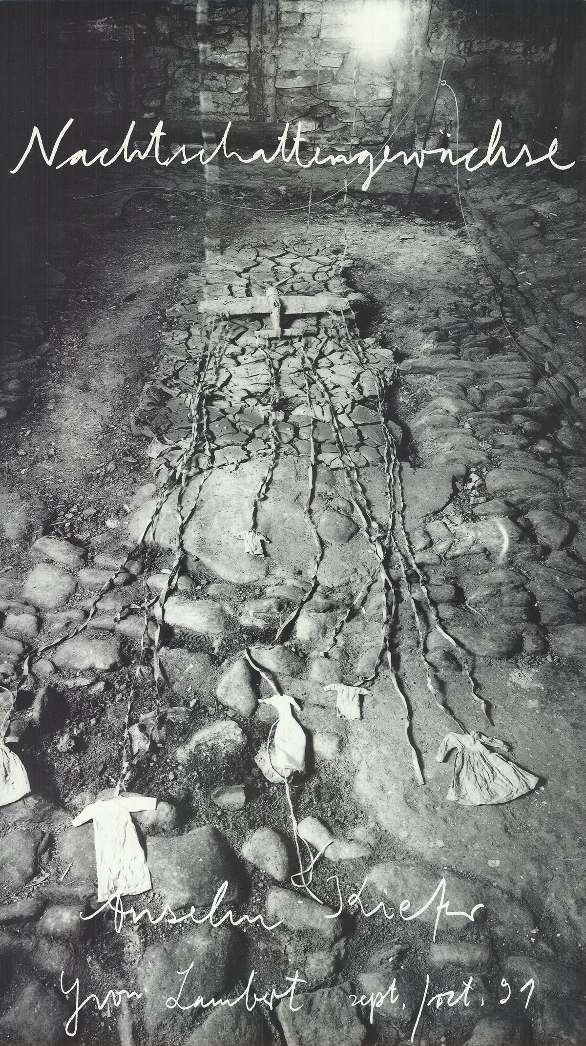 Original Anselm Kiefer lithograph poster from 1991, featuring artwork from the Yvon Lambert Gallery exhibition.