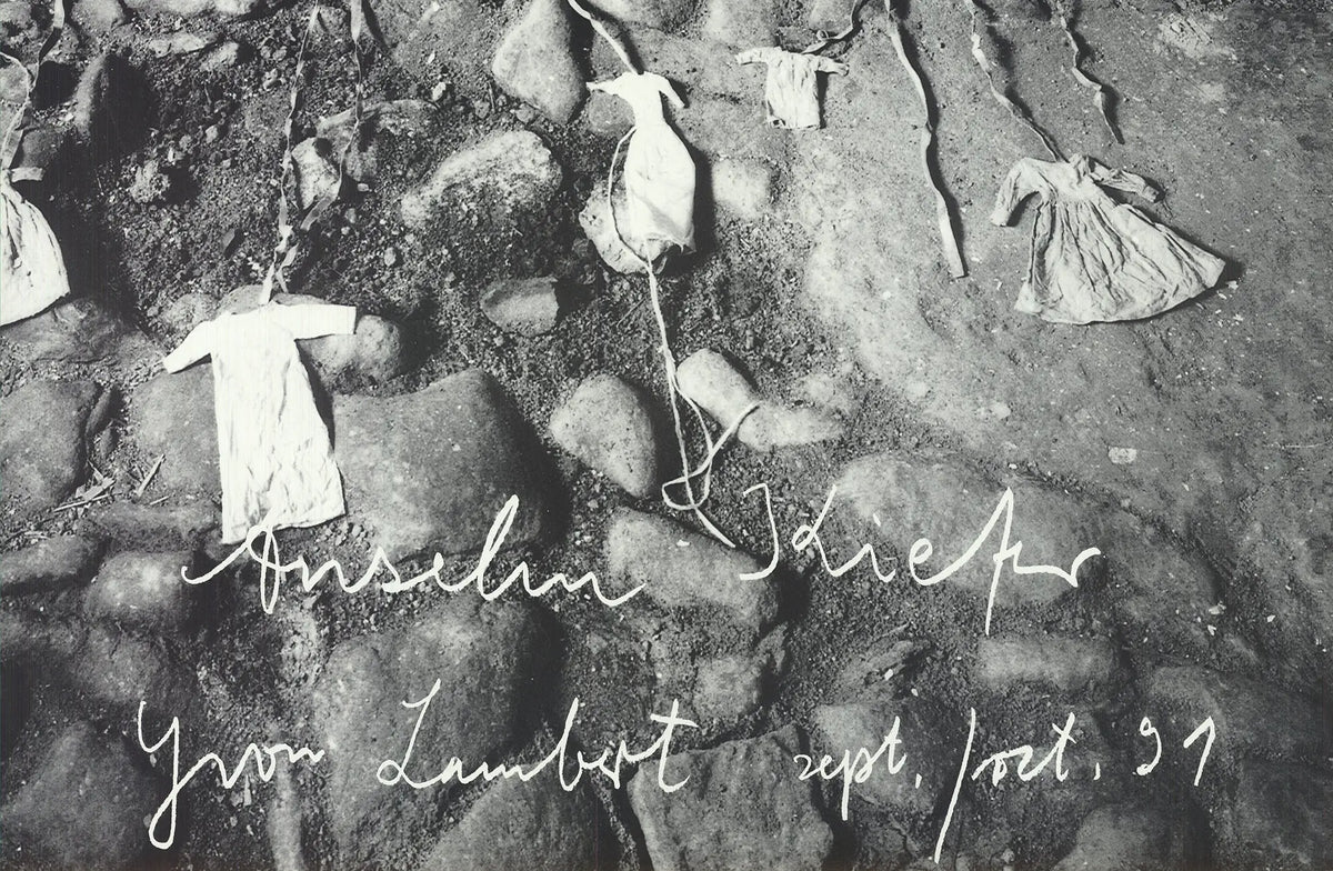 Original Anselm Kiefer lithograph poster from the 1991 Yvon Lambert Gallery exhibition, featuring abstract artwork by the artist.