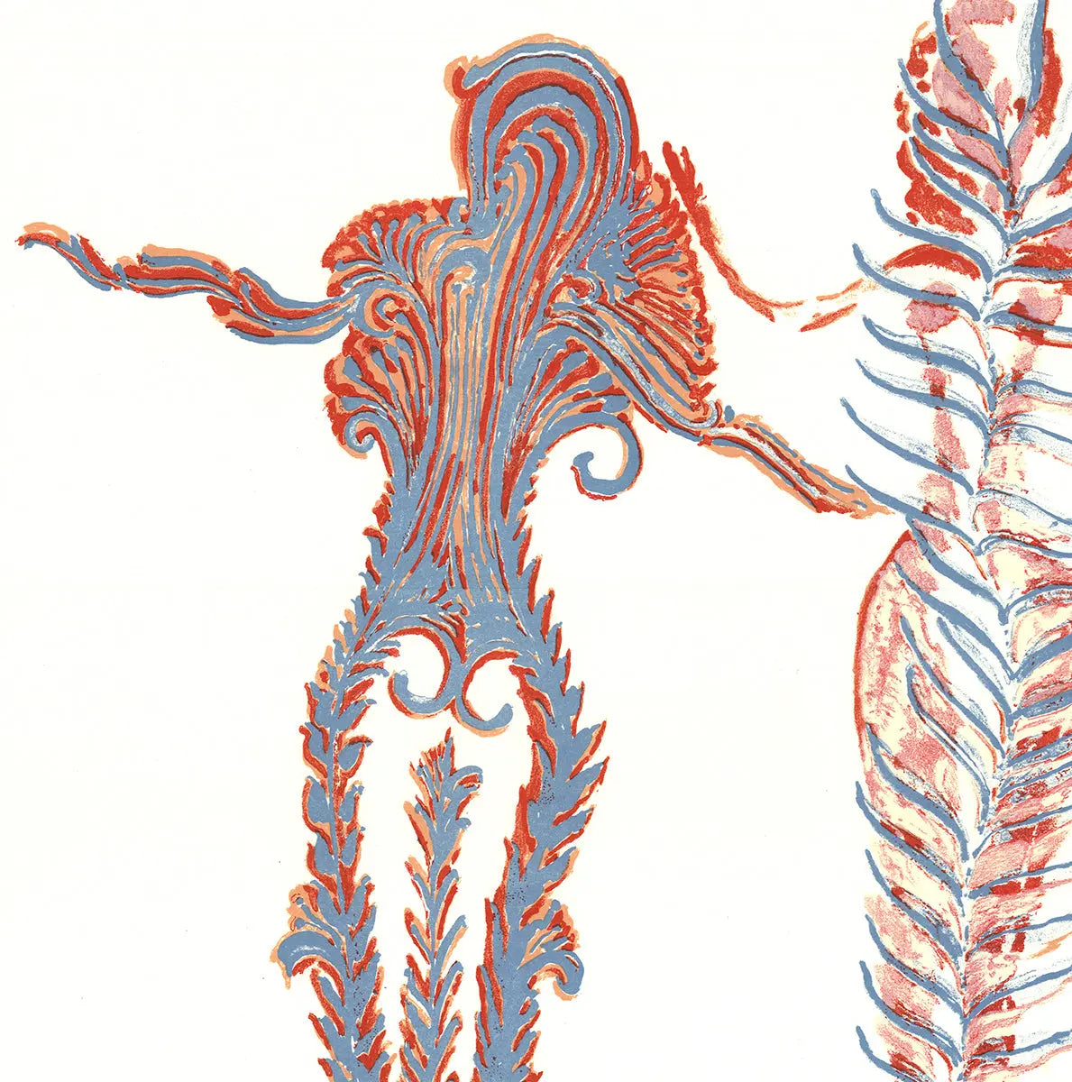 Signed Apel-Les Fenosa Tres Dones 1975 limited edition lithograph art showcasing vibrant colors and intricate details.