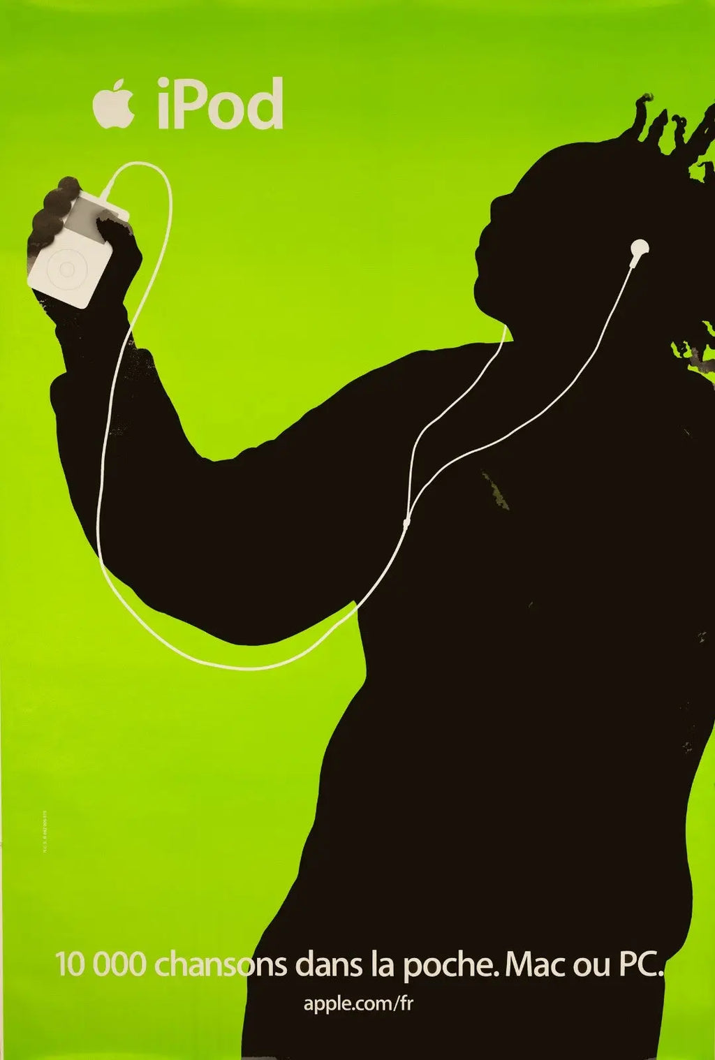 Vintage large-format Apple iPod advertising poster featuring classic Apple branding and retro design elements.