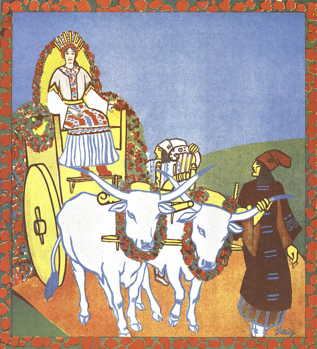 Hungarian Art Nouveau lithograph poster from 1975, displayed at Nordjyllands Kunstmuseum, featuring intricate vintage art design.