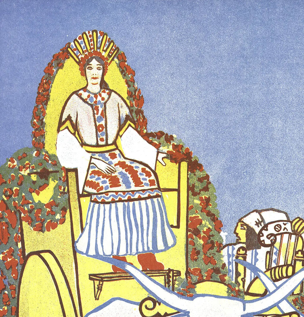 Hungarian Art Nouveau lithograph poster from 1975 at Nordjyllands Kunstmuseum, featuring intricate Art Nouveau design by unknown artist.