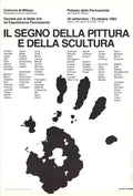 Exhibition poster for Il Segno Della Pittura E Della Scultura 1983, featuring abstract artwork by an unknown artist.