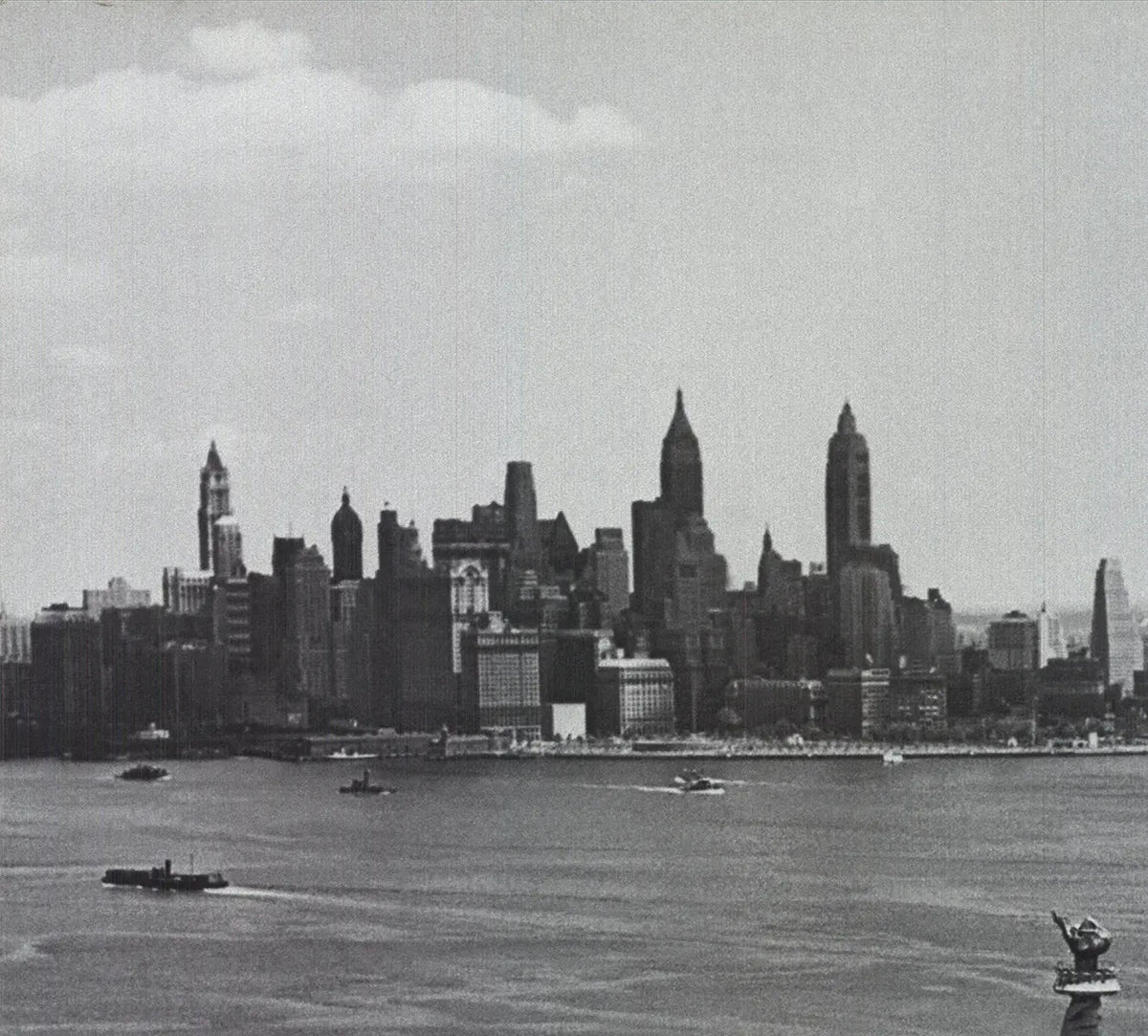 Black and white Liberty View New York City lithograph poster print by unknown artist, showcasing a monochrome offset lithograph design.