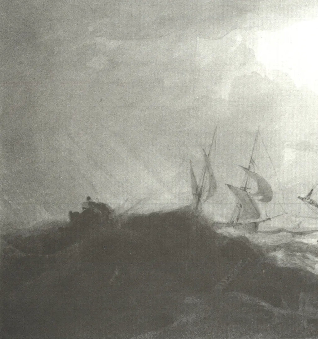 British Marine Watercolors Exhibition Poster 1987 showcasing maritime art by unknown artist, featuring ocean scenes and ships.