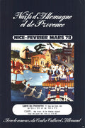 Vintage folk art poster from 1979 featuring naive-style scenes of Germany and Provence, created by an unknown artist.