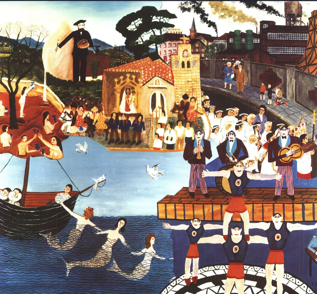 Vintage folk art poster from 1979 featuring Naifs D'Allemagne et de Provence, created by an unknown artist.