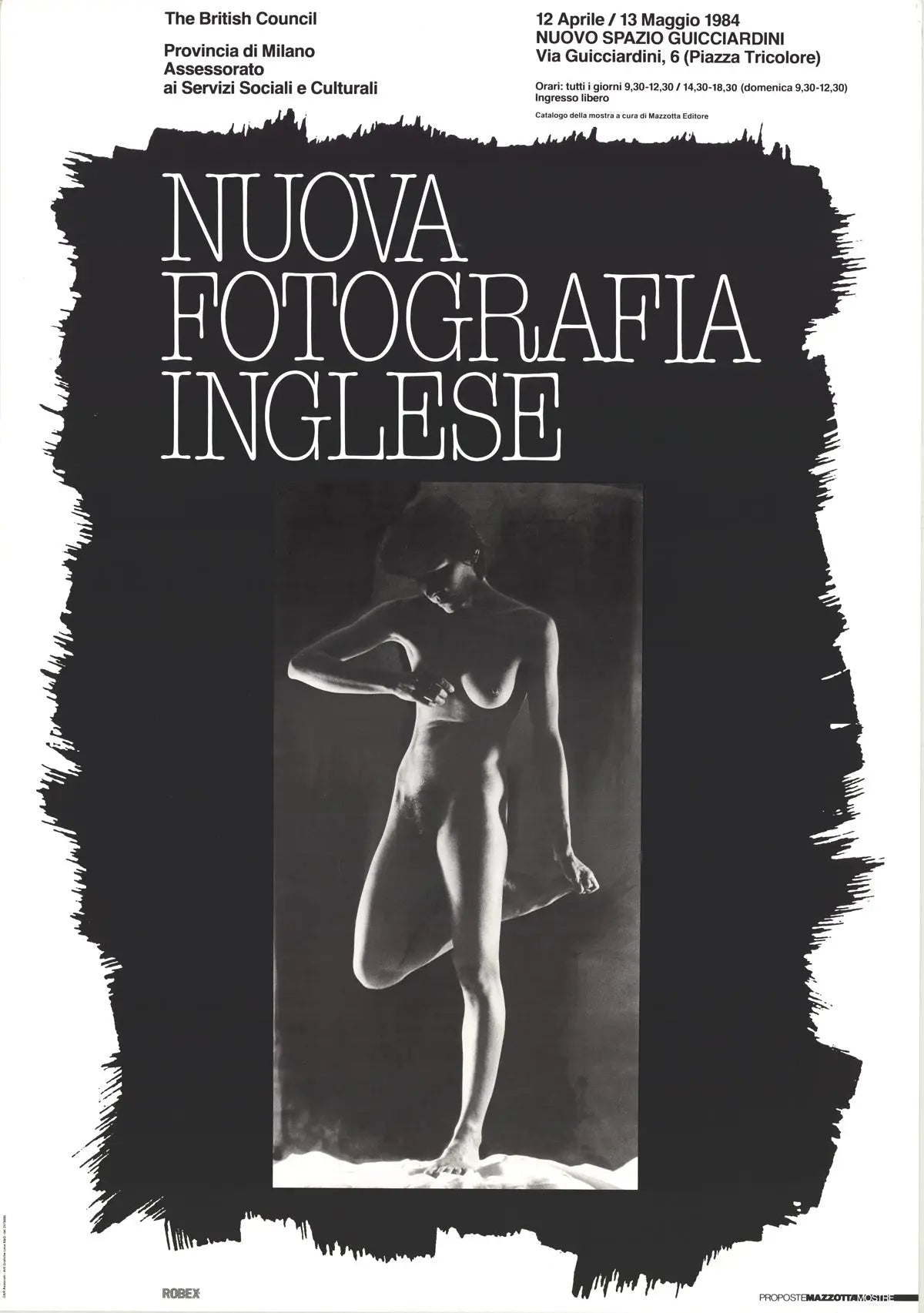Original 1984 Nuova Fotografia Inglese exhibition offset lithograph poster by unknown artist, featuring photographic artwork.
