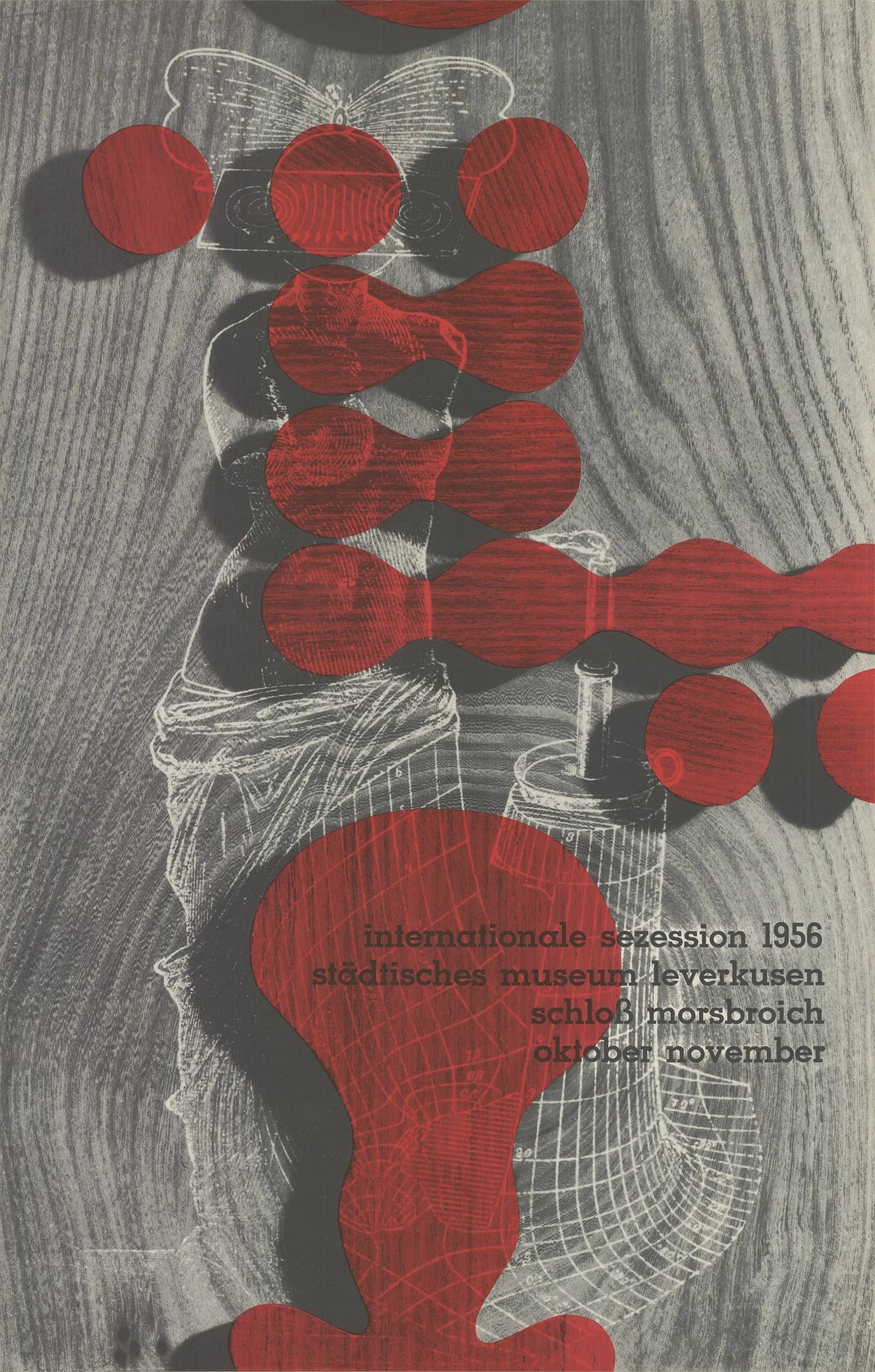 Vintage 1956 Internationale Sezession exhibition offset lithograph art poster featuring abstract designs and bold colors.
