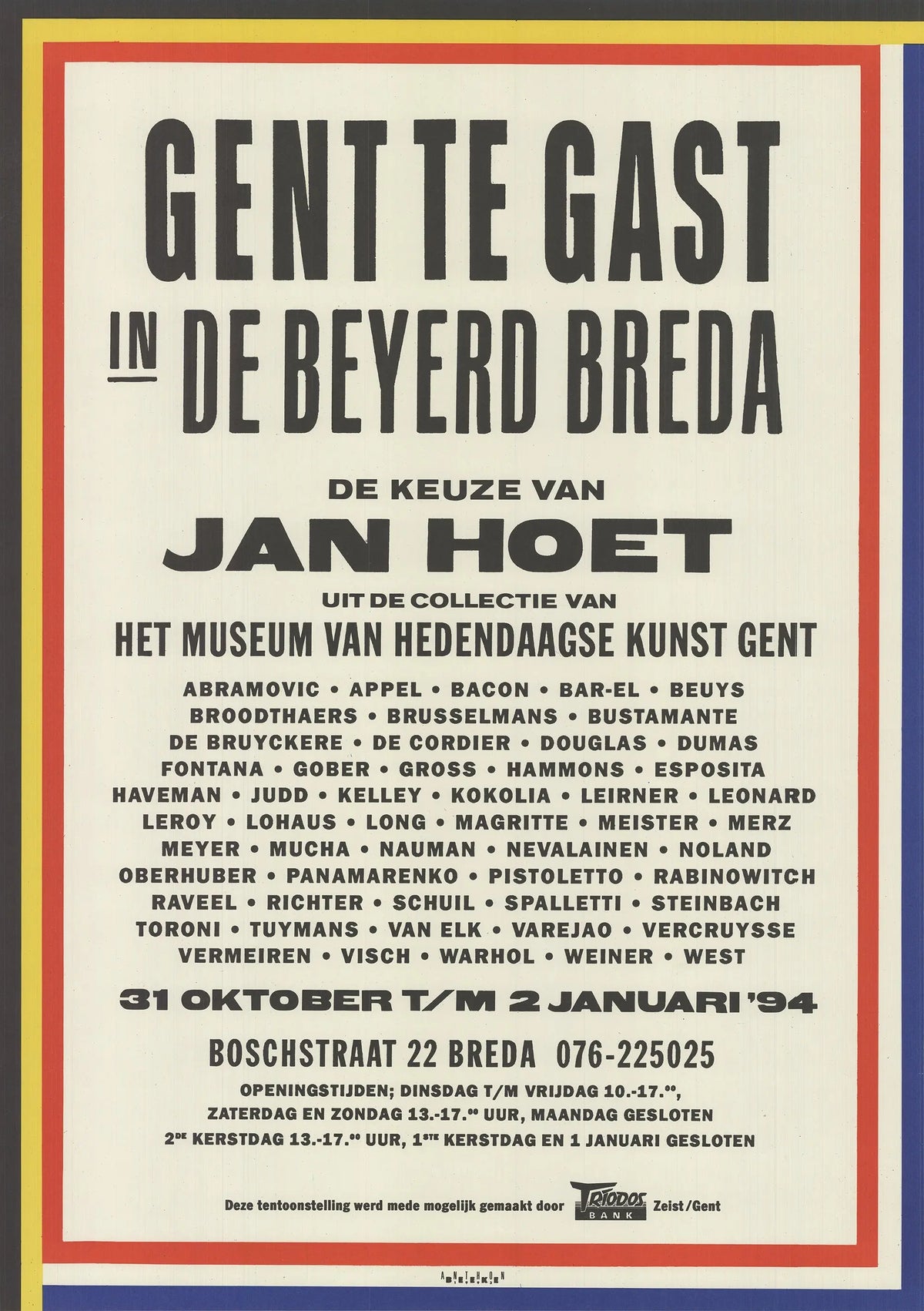 Vintage 1994 Museum of Contemporary Art Ghent lithograph poster featuring abstract artwork by an unknown artist.