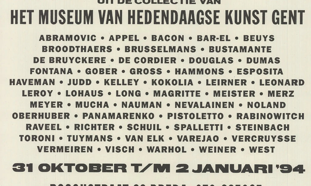 Vintage 1994 Museum of Contemporary Art Ghent exhibition lithograph poster with abstract artwork by unknown artist.