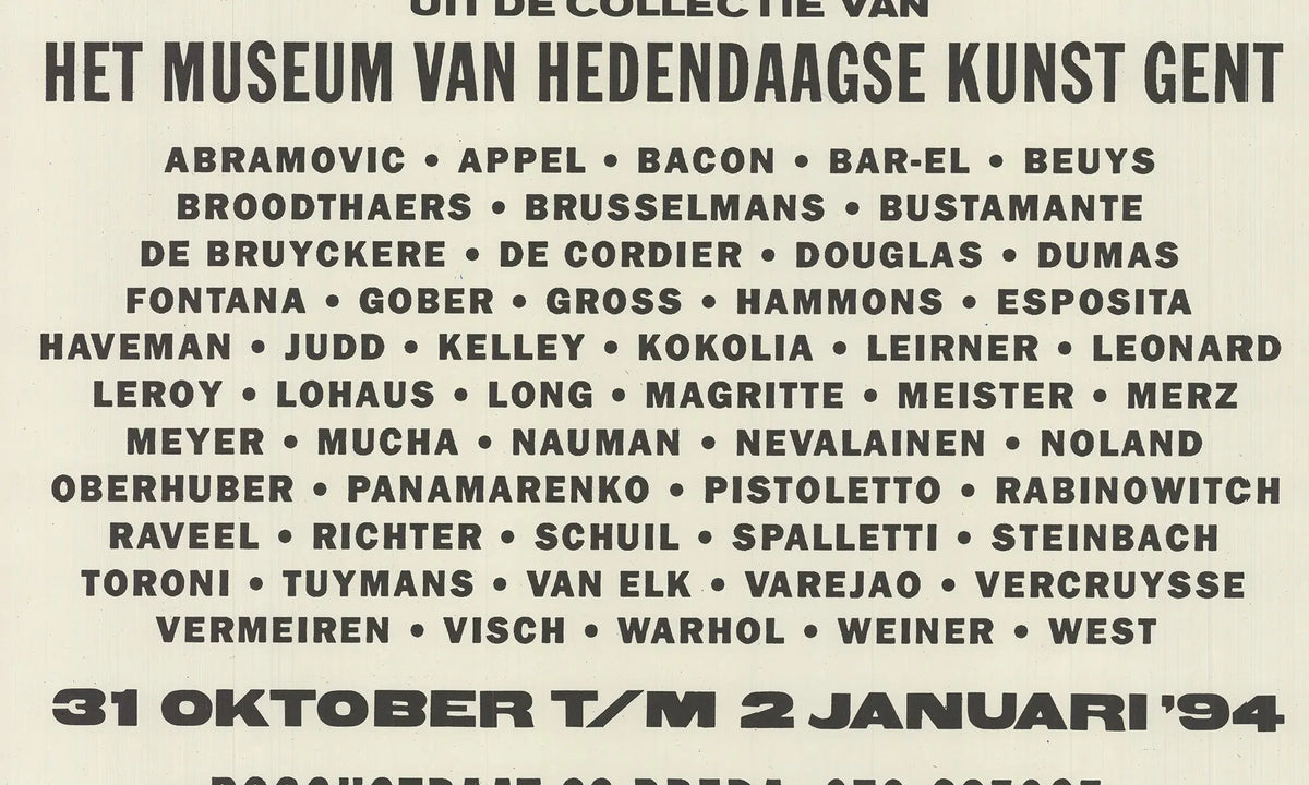 Vintage 1994 Museum of Contemporary Art Ghent exhibition lithograph poster with abstract artwork by unknown artist.