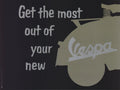 Vintage Vespa 1949 advertising offset lithograph poster print featuring classic scooter art by unknown artist.