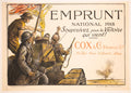 Original 1917 WWI French War Loan poster by B. Chavannaz, featuring patriotic imagery for the Emprunt National French War Loan.