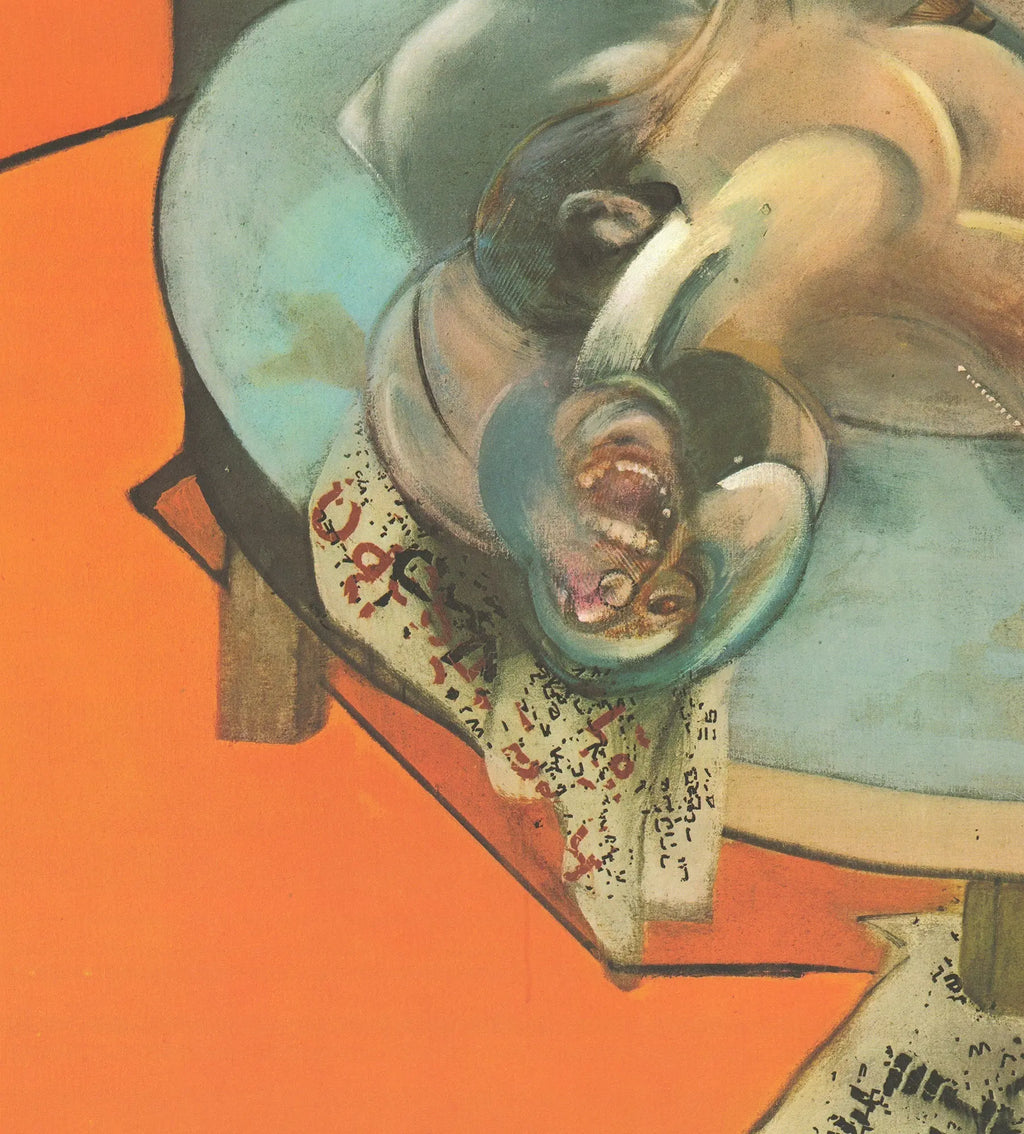 Francis Bacon lithograph poster featuring a figure in a room from the 1980 exhibition, showcasing his distinctive art style