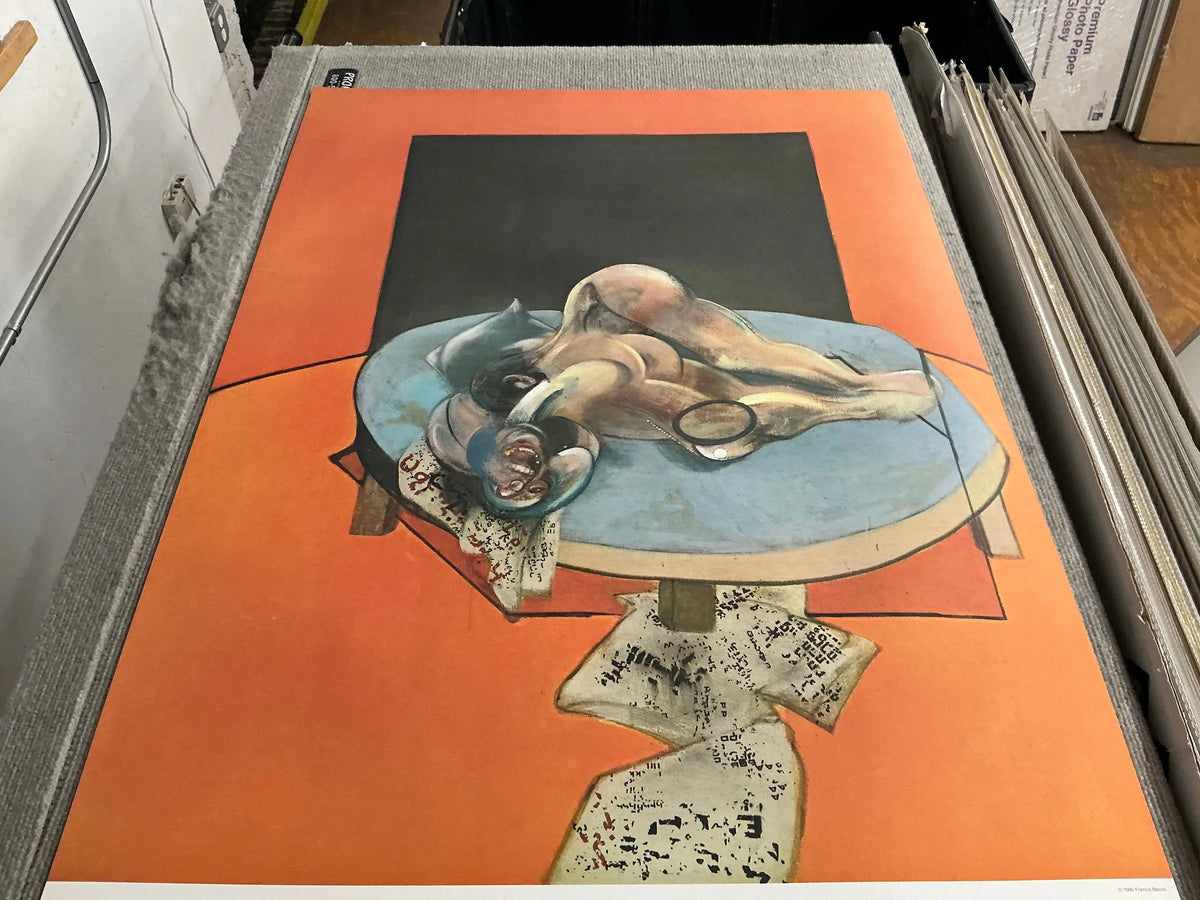Francis Bacon lithograph poster featuring a figure in a room from the 1980 exhibition, showcasing his distinctive portrait style.