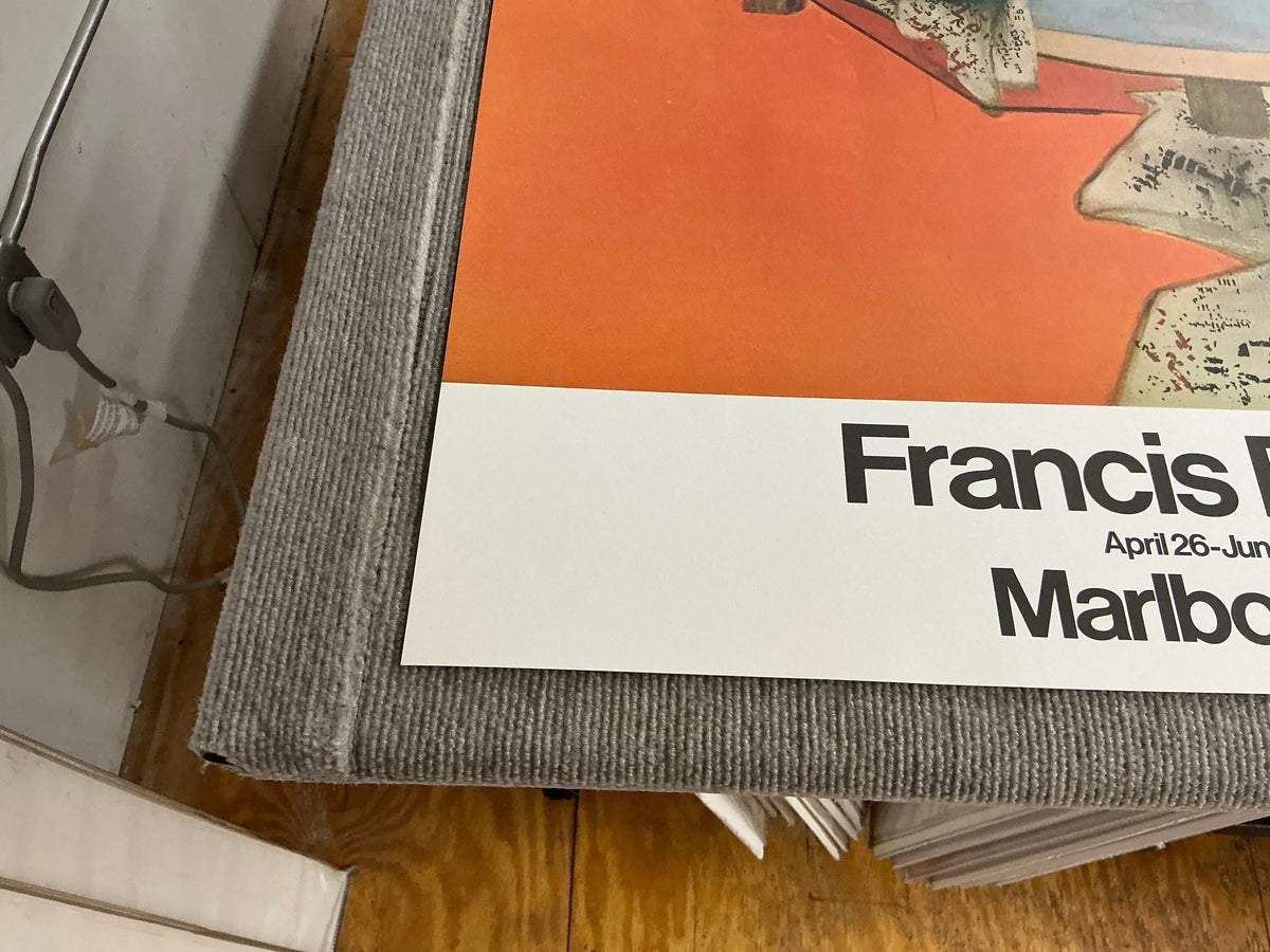 Francis Bacon lithograph poster of a figure in a room from the 1980 exhibition, showcasing his distinctive artistic style.
