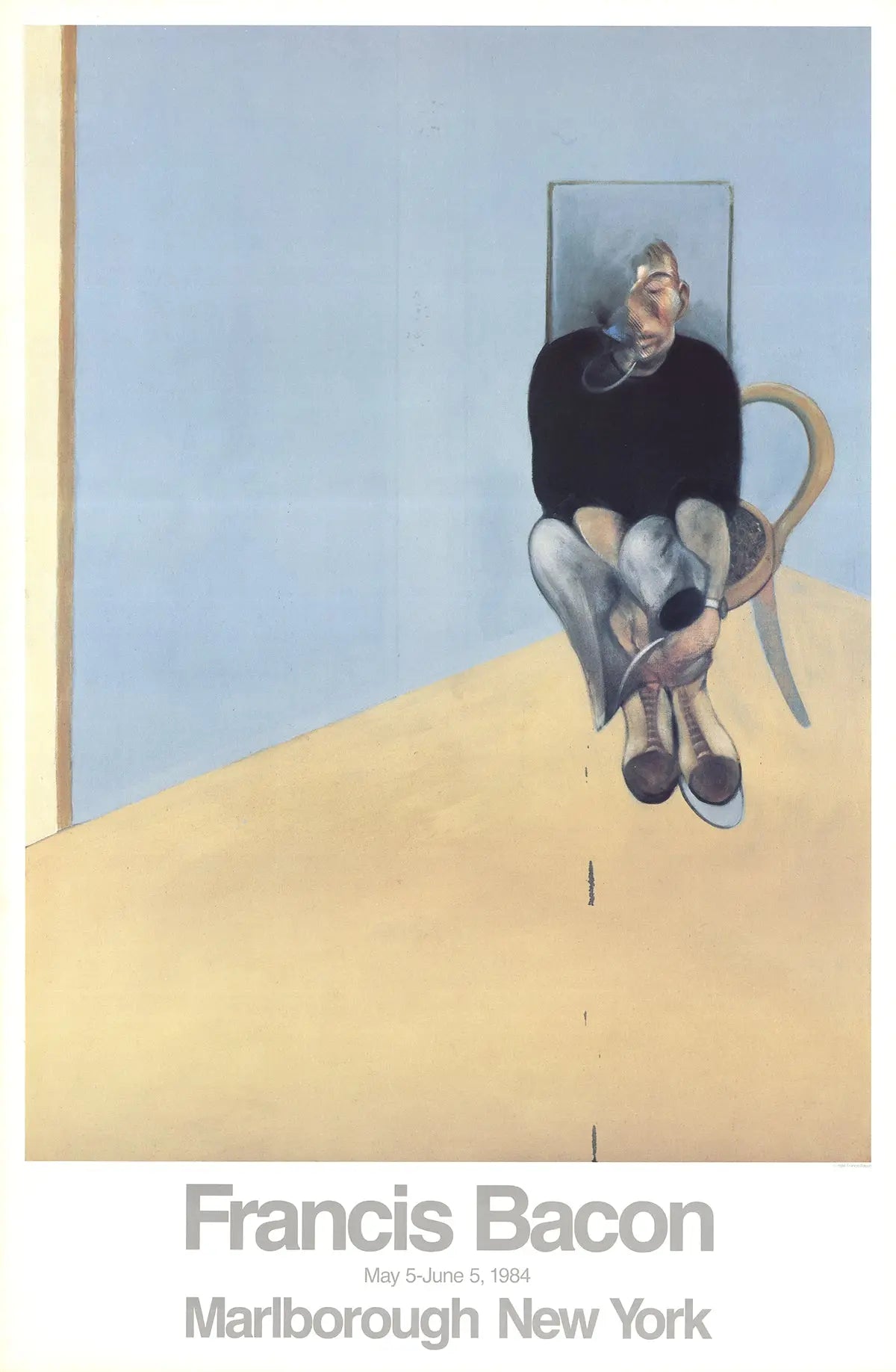 Francis Bacon Seated Man 1984 art exhibition poster, offset lithograph featuring a haunting portrait by Francis Bacon.