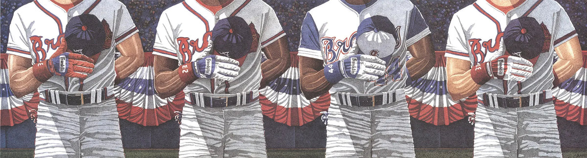 Signed Dwight Baird Home of the Brave 1994 Atlanta Braves lithograph featuring Dwight Baird's signature and Atlanta Braves imagery.