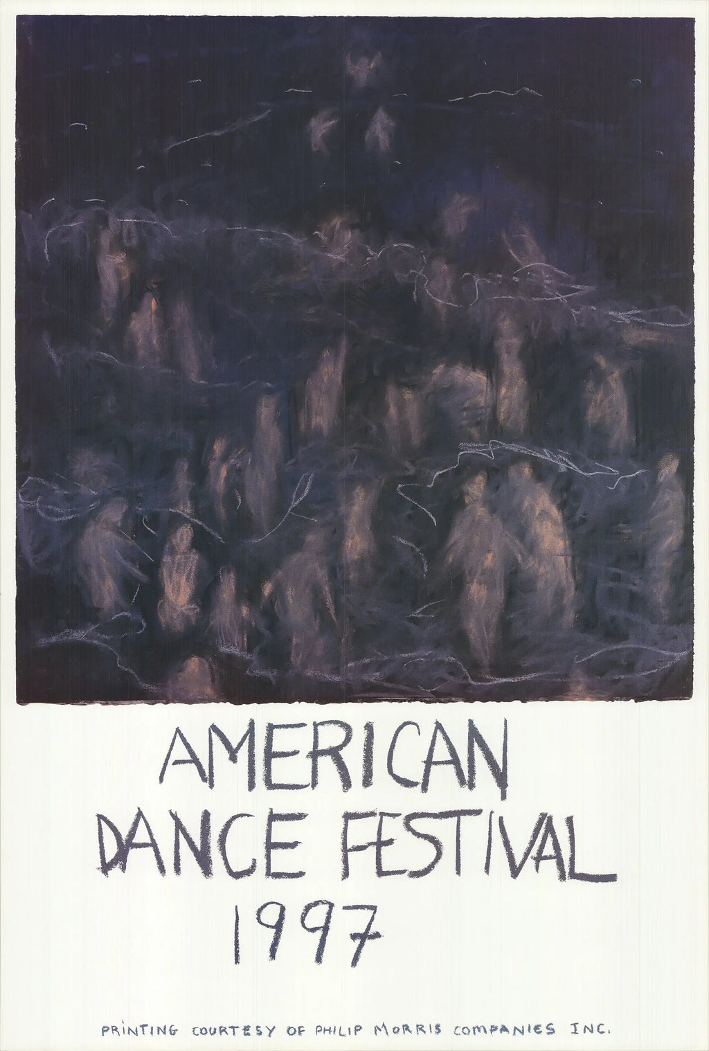 Original Jennifer Bartlett American Dance Festival 1997 offset lithograph art poster showing abstract dance-themed artwork