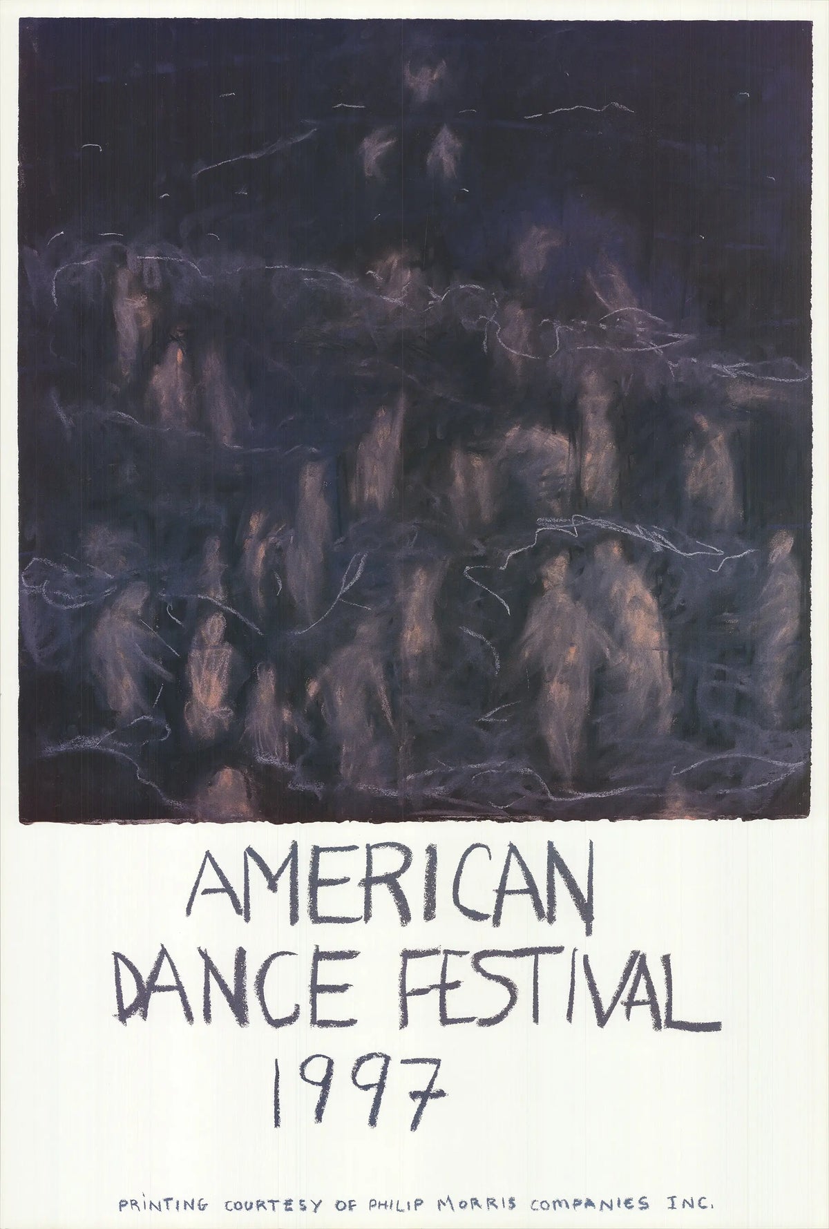 Original Jennifer Bartlett American Dance Festival 1997 offset lithograph art poster showing abstract dance-themed artwork