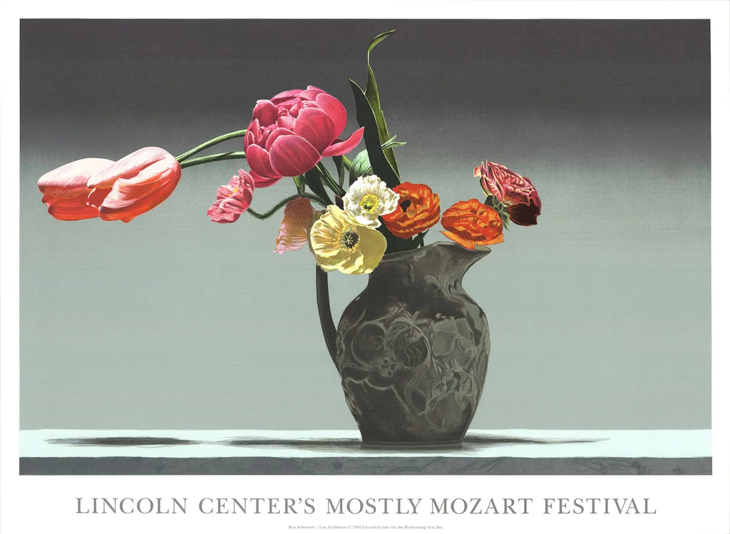 Ben Schonzeit Wedgewood 1994 floral serigraph art poster featuring Lincoln Center design with vibrant floral details.