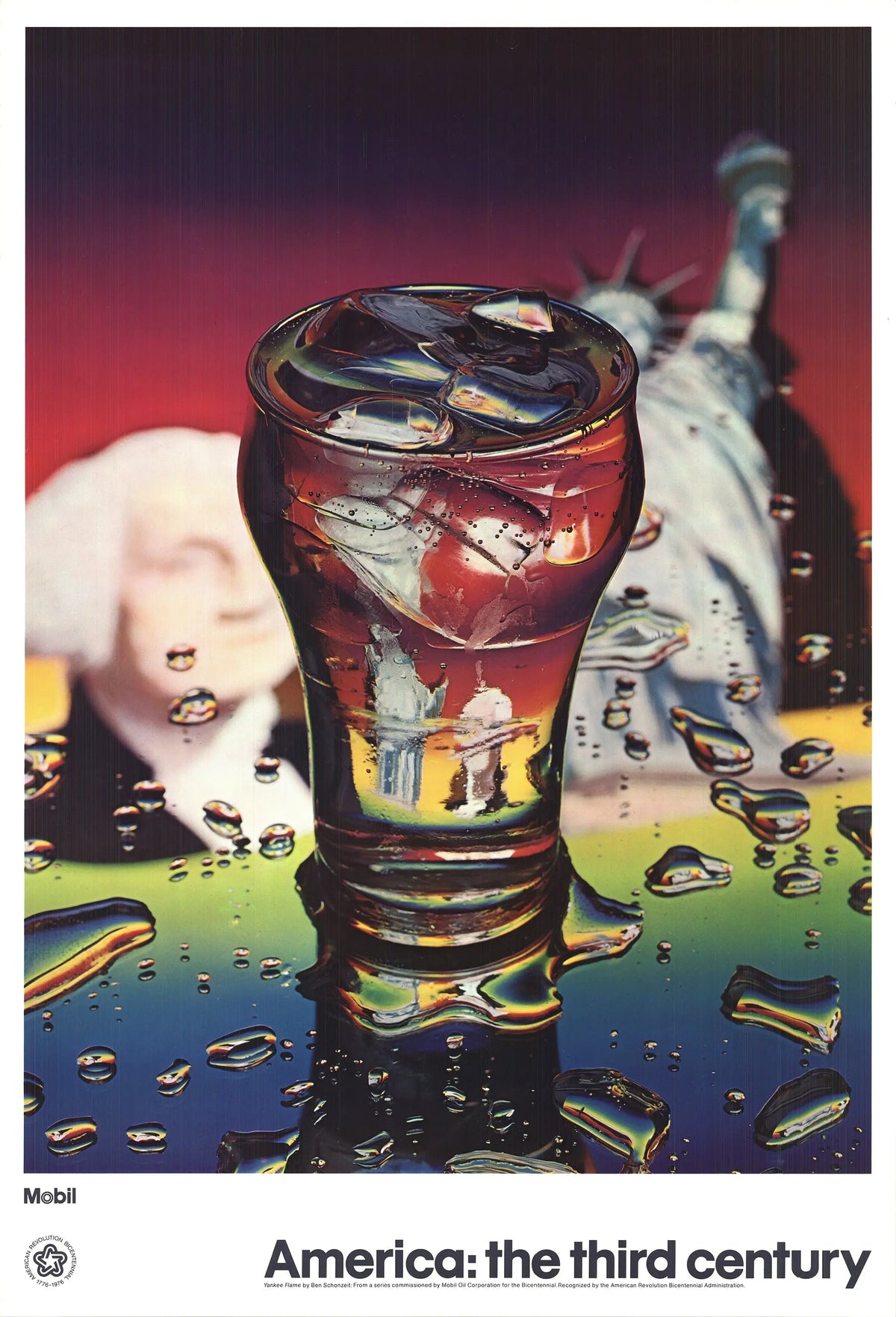 Ben Schonzeit Yankee Flame 1976 original exhibition offset lithograph poster featuring vivid flame artwork and bold design.