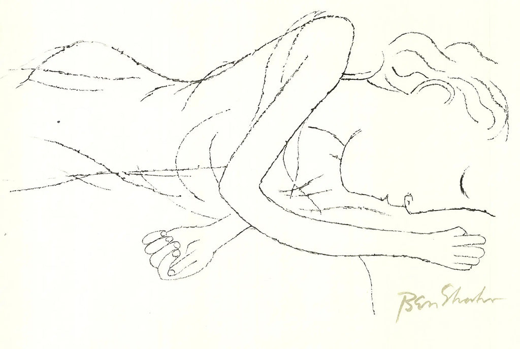 Original lithograph by Ben Shahn titled "Of Light" from 1968, featuring Rilke portfolio print, showcasing intricate artwork and vibrant details.
