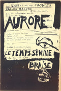 Original lithograph art poster by Bernard Dufour titled "Aurore Time Dawns" from 1968, featuring vibrant, abstract imagery.
