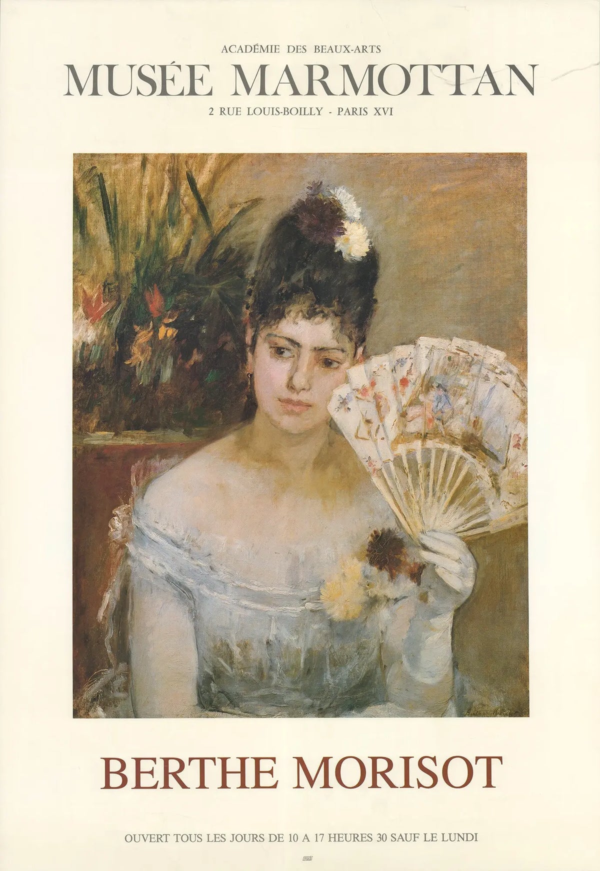 Berthe Morisot portrait of Madame Hubbard 1990 exhibition art poster showcasing a classic impressionist painting by Berthe Morisot.