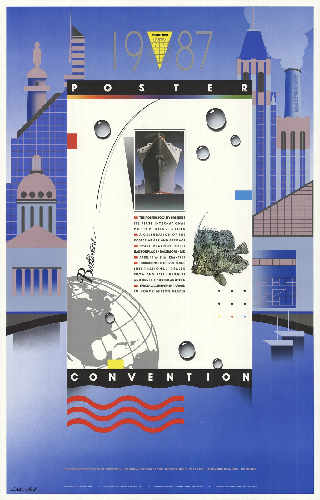 Original offset lithograph art print of the Bob Helsey 1987 poster from the convention, featuring vibrant vintage artwork.