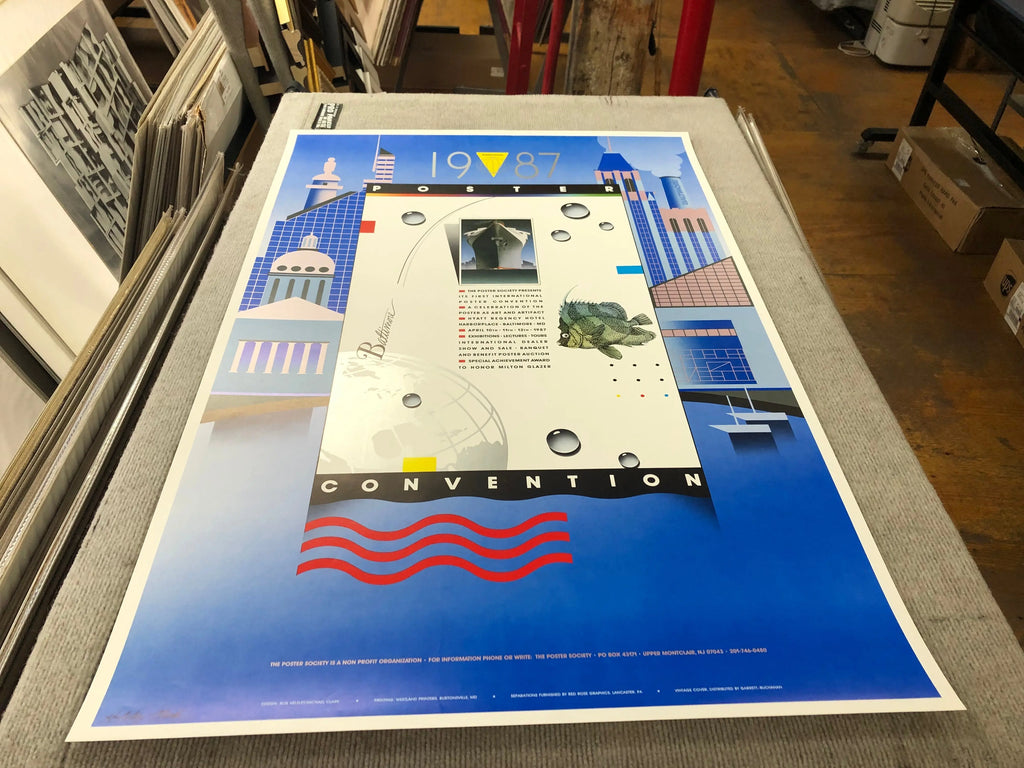 Bob Helsey 1987 poster convention original offset lithograph art print, featuring vibrant colors and detailed illustration.