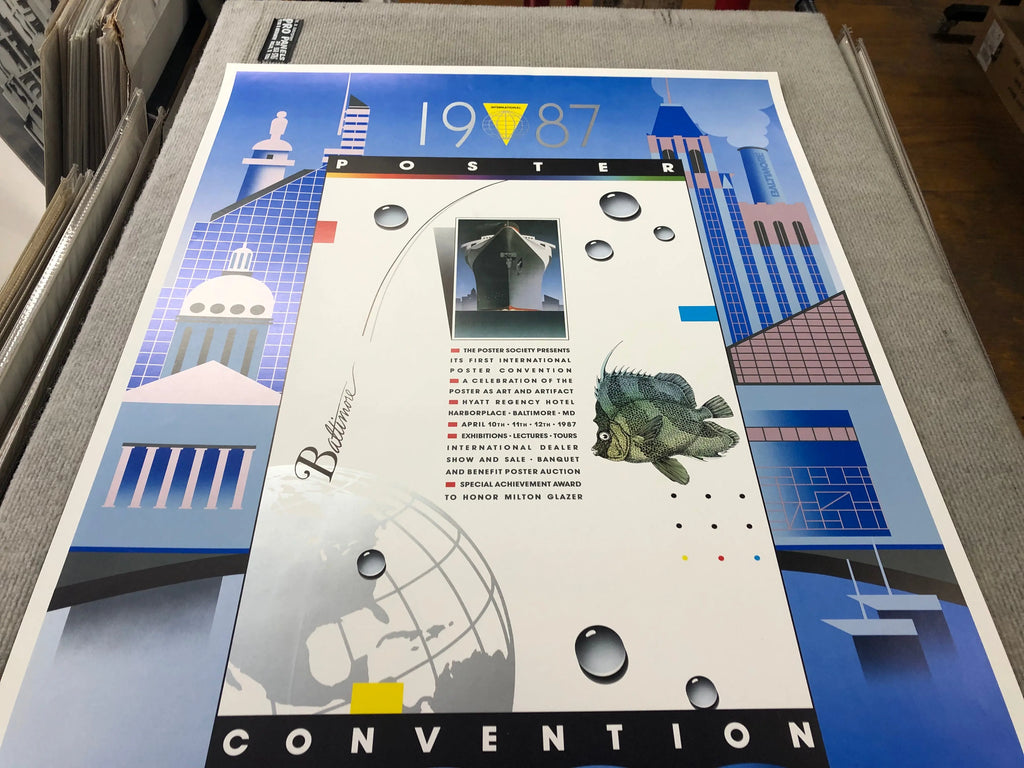 Original Bob Helsey 1987 poster convention art lithograph print featuring vibrant vintage offset artwork