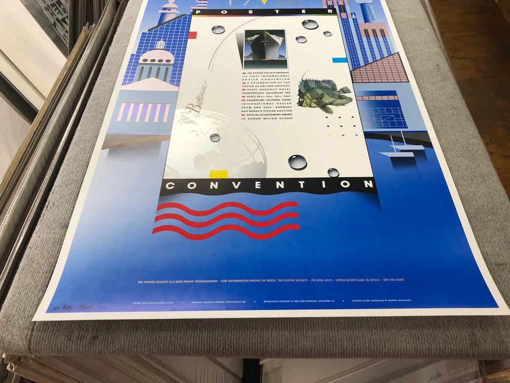 Original Bob Helsey 1987 poster convention lithograph art print featuring vibrant colors and detailed design by the artist.