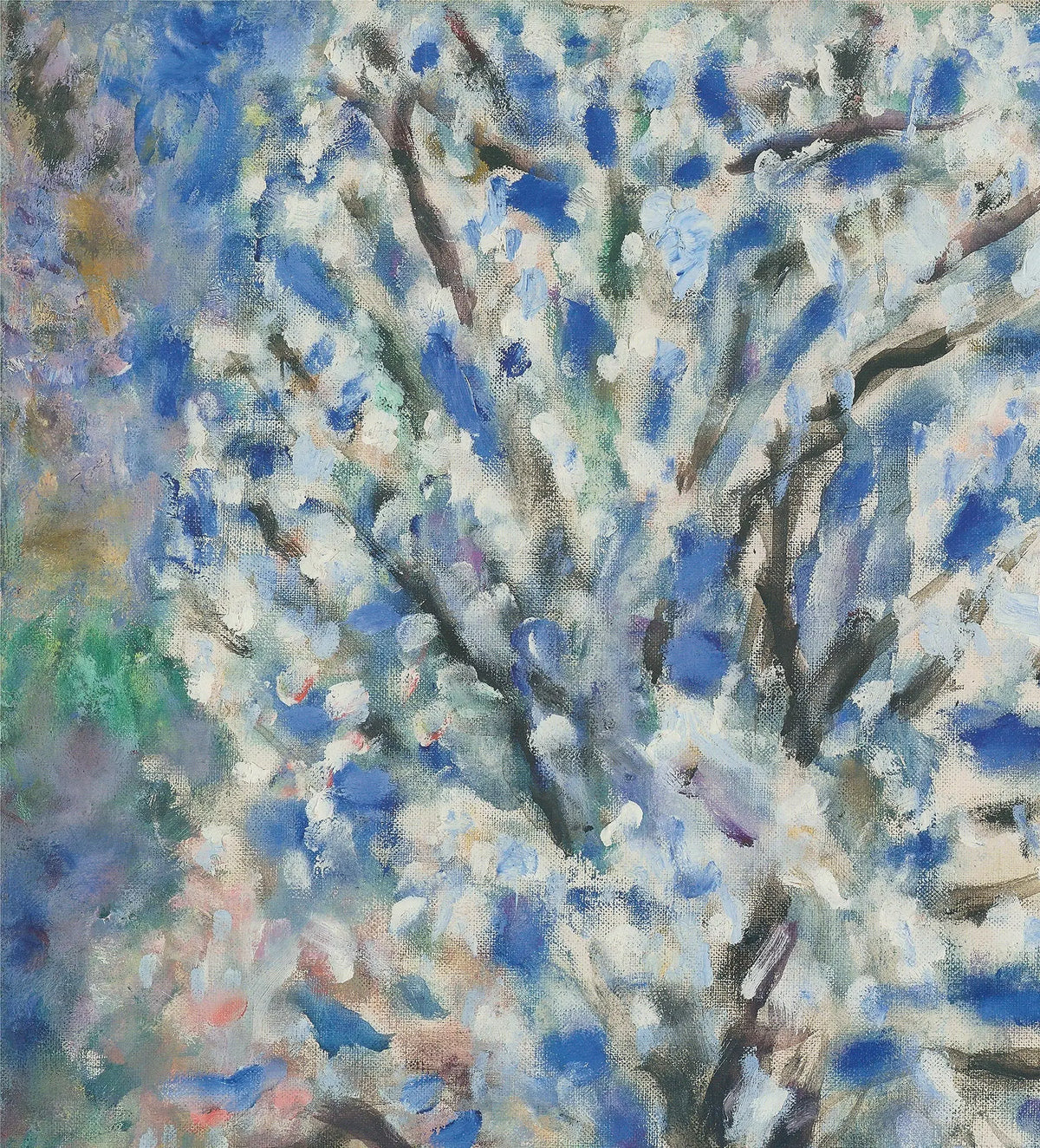 Pierre Bonnard L'Amandier en Fleurs art poster featuring vibrant floral painting from Fondation Maeght exhibition by Pierre Bonnard