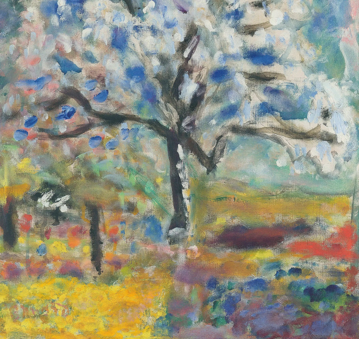 Pierre Bonnard L'Amandier en Fleurs art poster from Fondation Maeght exhibition, showcasing vibrant flower painting by Pierre Bonnard.