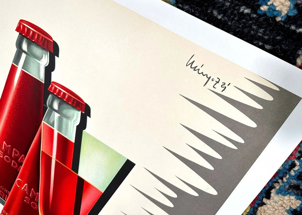 Vintage 1950 Campari Soda lithograph poster by Giovanni Mingozzi, featuring classic design and vibrant colors.