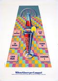 Vintage 1992 Milton Glaser Campari serigraph art poster featuring bold design and vibrant colors.