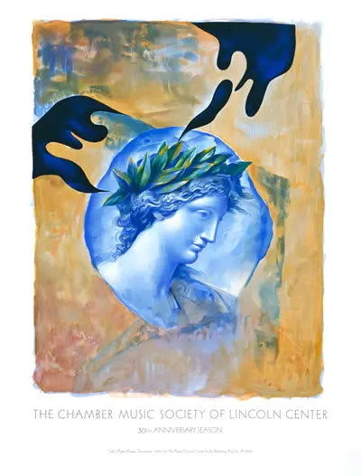 Carlo Maria Mariani Incoronato Enthroned 1999 Lincoln Centre serigraph poster showing a regal figure seated on a throne.