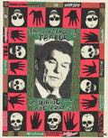 Carol Porter original 1986 serigraph titled The Real Face of Terror showing abstract face design in black and white.