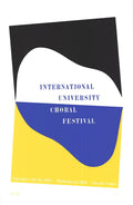 Charles Hinman 1965 International University Choral Festival serigraph poster showing abstract colorful geometric designs.