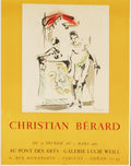Original Christian Berard lithograph poster from Galerie Lucie Weill, 1965, showcasing vibrant abstract artwork.